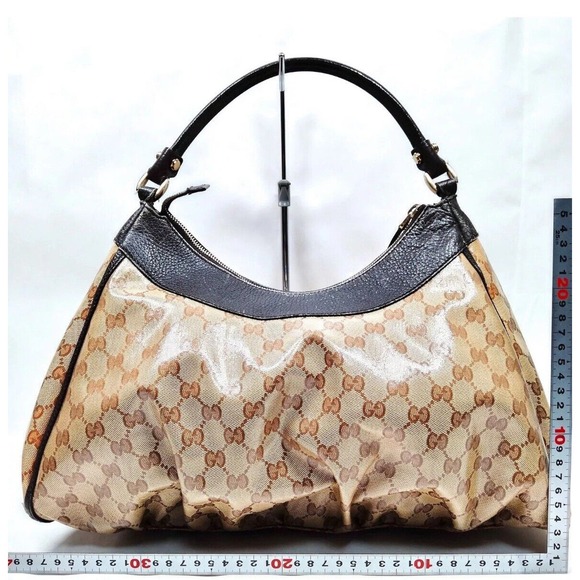 Authentic GUCCI D-Ring Coated Canvas Shoulder Handbag - Picture 2 of 10